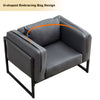 Faux Leather Sofa Upholstered Armchair with Thick Cushion Living Room Grey New