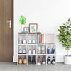 Mondeer 8/12 pcs Stackable Shoe Organiser Boxes Shoe Cabinet Transparent/Black