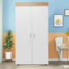 Tall Soild Wooden Wardrobe 2Door Bedroom Storage Hanger Bar Clothes Rail Hanger