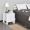 2 Drawer Modern Boxy Bedside Table Nightstand w/ Elevated Base Stylish Bedroom
