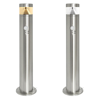 PIR LED Bollard Garden Lamp Post Stainless Steel Outdoor Motion Sensor Light