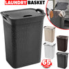 65L Plastic Large Laundry Basket with Lid Washing Hamper Dirty Clothes Storage
