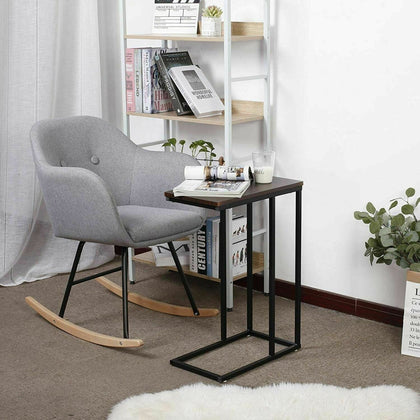 Retro C Shaped Side Table Snack Coffee Storage Sofa Table Nightstand Home Office