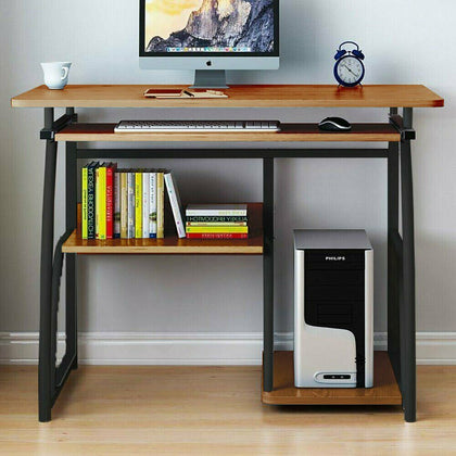 Home Office PC Computer Desk Writing Study Table Workstation Shelf Furniture UK