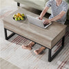 Lift-top Storage Coffee Table w/ Side Drawer for Living Rooms, Metal Tea Table