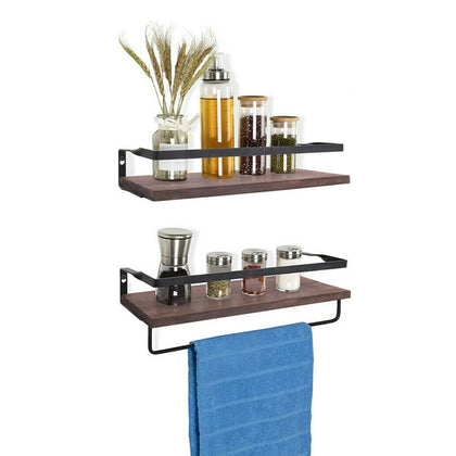 2PCS Retro Industrial Style Wall Shelf Shelving Unit Metal Wood Storage Vintage