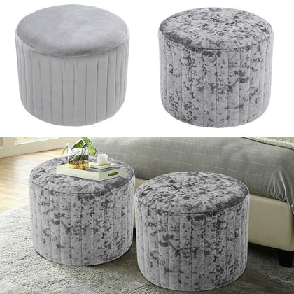 Velvet Round Ottoman Stool Pouffe Seat Stool Home Chair Footstool Bench Footrest