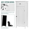 Bathroom Storage Cabinet Floor Standing Wooden Cupboard w/ Single Door & Drawer
