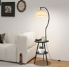 Floor Lamp with Table Tripod 2-Tier Side Table Standing Lamp Pleated Lampshade