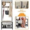 Industrial Coat Rack Stand w/Shoe Bench 185cm Shoe Clothes Rack for Hallway Grey