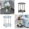 2 Tier Glass Side Table Sofa End Coffee Storage Shelf Living Room Round/Square