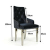 Black Velvet Lion Head Knocker Buttoned Quilted Back Chrome Legs Dining Chair