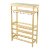 24 Bottle Wood Storage Wine Rack Glass Holder Display Stand Shelf Corner Table