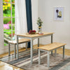 Solid Wood Dining Table and Chairs 2 Bench Set Dining Room Home Furniture New