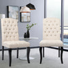 2/4× Buttoned High Back Dining Chairs Linen Fabric Padded Kitchen Dinner Seat