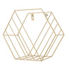 2x Hexagon Metal Wire Wall Shelf Home Decor Magazine Storage Floating Shelf Gold