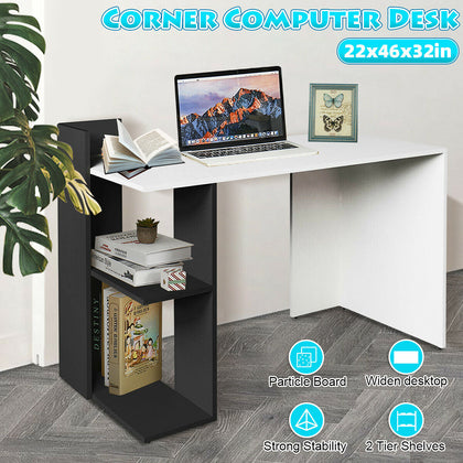 120cm Computer Desk Writing Study Table Office With Shelves Corner Study Home UK
