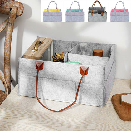 Baby Diaper Organizer Caddy Felt Changing Nappy Kids Storage Carrier Bag Grey UK