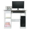 White Computer Desk with Drawers Shelf Study PC Table Home Office Workstation UK