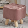 Luxury Padded Wooden Footstool Ottoman Square/Round Pouffe Stool Wood 4 Legs UK