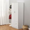 White 2 Door Wardrobe 2 Drawers W/ Shelf Bedroom Storage Cupboard Hanging Rail;