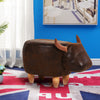 Brown Bull Animal Stool Footstool Faux Leather Ottomans Kids Toy Gift Lovely