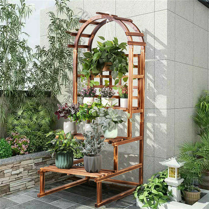 Pine Wood Stairs Plant Stand Dome Topper Planter Support Shelf Grid Panel UK NEW