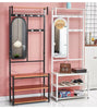 180cm Hat & Coat Stand Wooden Bench Clothes Shoe Rack Hanger Shelf With Mirror