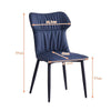 2X Blue Dining Chairs Faux Leather Ergonomic Back Soft Cushion With Metal Legs