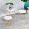 Set of 3 Round Nesting Tables with Wooden Top End Table Coffee Side Tables White