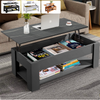 Modern Sliding Top Coffee Table with Bottom Shelf and Hidden Storage Tea Table