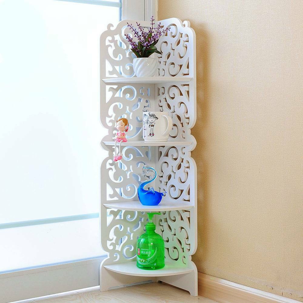 Corner Shelf Stand 4 Tiers Organizer Rack Bathroom Kitchen Storage Display Unit