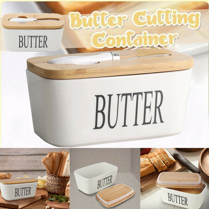 Porcelain Vintage Butter Dish with Lid Kitchen Insulated Storage Box Container