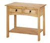 Corona Console Table 2 Drawer - Mexican Solid Pine, Wax Distressed