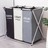 Aluminium Folding Laundry Cloth Basket Washing Hamper Bin Storage Bag Light Dark (Black+Grey+Beige)