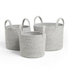 Set of 3 Rope Storage Baskets – Grey Laundry Basket with Handles