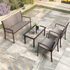 Garden Furniture 4x Patio Set Glass Table and Chairs Corner Lounge Outdoor Brown