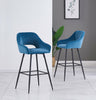 2X Bar Stools Fabric Breakfast Chairs Padded Seat Metal Leg Black Dining Kitchen