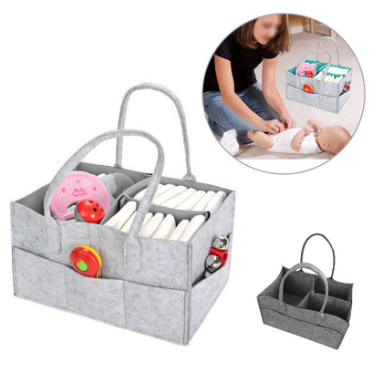 Baby Diaper Caddy Nursery Felt Storage Infant Wipes Bag Nappy Organizer Basket