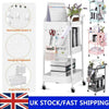 3 Tier Kitchen Trolley Cart Storage Rack Tray Shelf Rolling Wheel With Handle UK