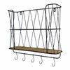 Double Wall Hanging Shelf Unit With 5 Hooks 2 Shelves Storage Display Home Decor