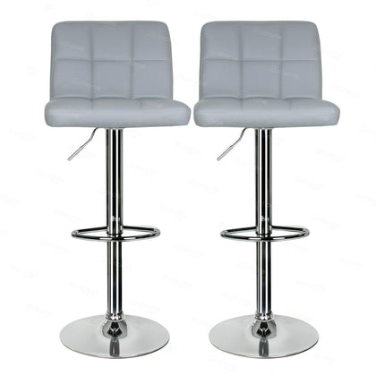 2 × Faux PU Leather Breakfast Bar Stools Home Kitchen Swivel Gas Lift Chair Grey