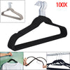 100× Strong Non Slip Velvet Flocked Clothes Hangers Curved Dresses Coat Hanging