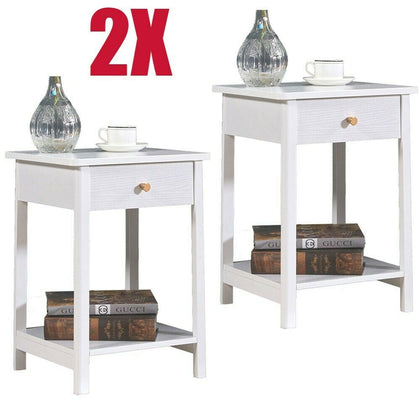 Telephone Bedside Table Cabinet Nightstand Side End Drawer Shelf Storage Bedroom