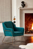 Vintage Danish Armchair Modern Room Seat Velvet Fabric Chair Retro Metal Lounge