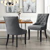 Dining Chair Set of 2/4 Kitchen Linen Upholstered Chairs Button Back Wood Legs