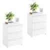 Wood Nightstand White Bedside Table w/ 3 Drawers Large Storage Cabinet End Table