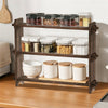3 Shelf Wooden Spice Rack Jars Organiser Unit Free Standing Kitchen Storage Wide