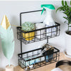 2 Tier Wall Bathroom Shower Towel Storage Basket Rack Kitchen Caddy Shelf Holder