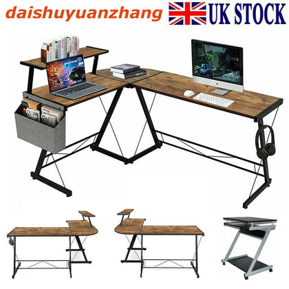 L-Shaped Computer Corner Desk PC Table Workstation Home Office Study Furniture